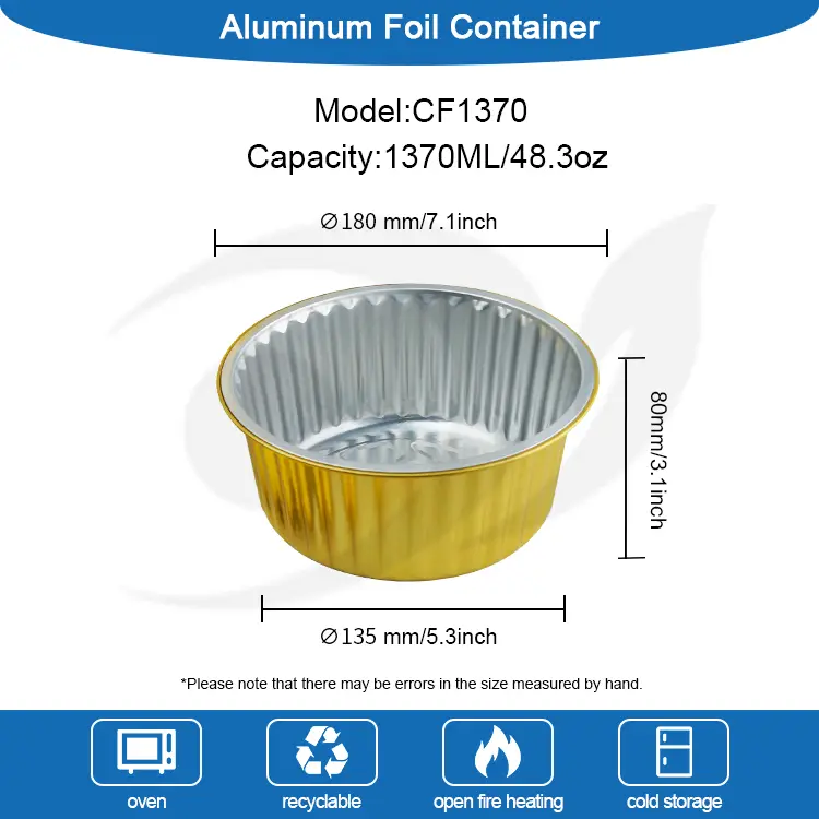 Birdəfəlik çörək qabı yeməyi qızıl alüminium folqa qabları