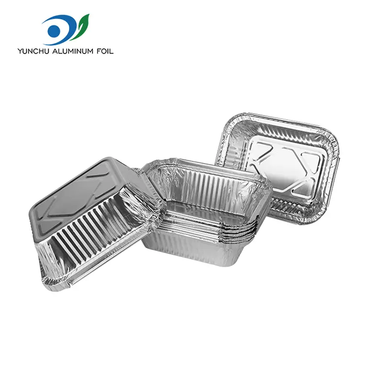 Düzbucaqlı barbekü gümüş alüminium folqa qabları Düzbucaqlı barbekü gümüş alüminium folqa qabları