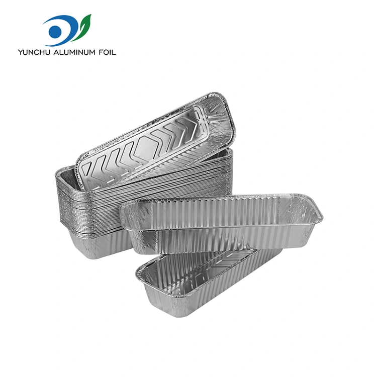 Düzbucaqlı çörək bişirmək barbekü gümüş alüminium folqa qabları Düzbucaqlı çörək bişirmək barbekü gümüş alüminium folqa qabları