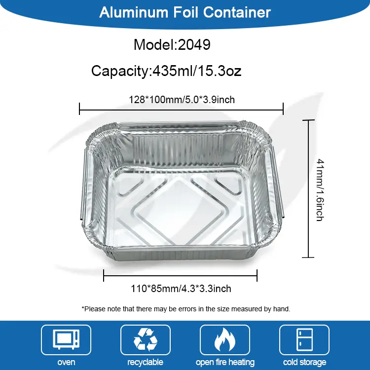 Düzbucaqlı barbekü gümüş alüminium folqa qabları