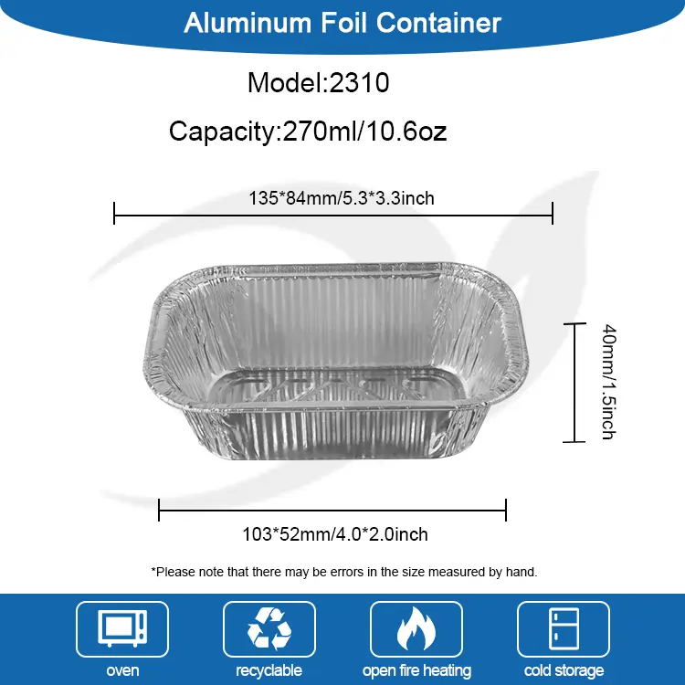 Kvadrat hava qızartma iaşə gümüş alüminium folqa qabları