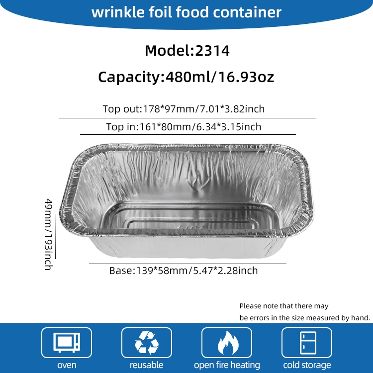 Düzbucaqlı hava qızartma bişirmə gümüş alüminium folqa qabları