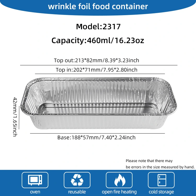 Düzbucaqlı baguettes gümüş alüminium folqa qabları