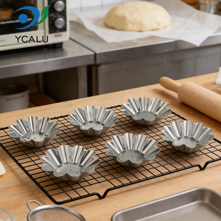 Birdəfəlik Xrizantema Yumurtası Tort Tabağı Gümüş Alüminium Folqa Qida Qabları