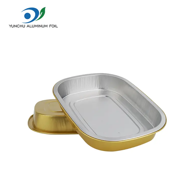 Birdəfəlik qızıl çörək qabı kvadrat alüminium folqa qabları