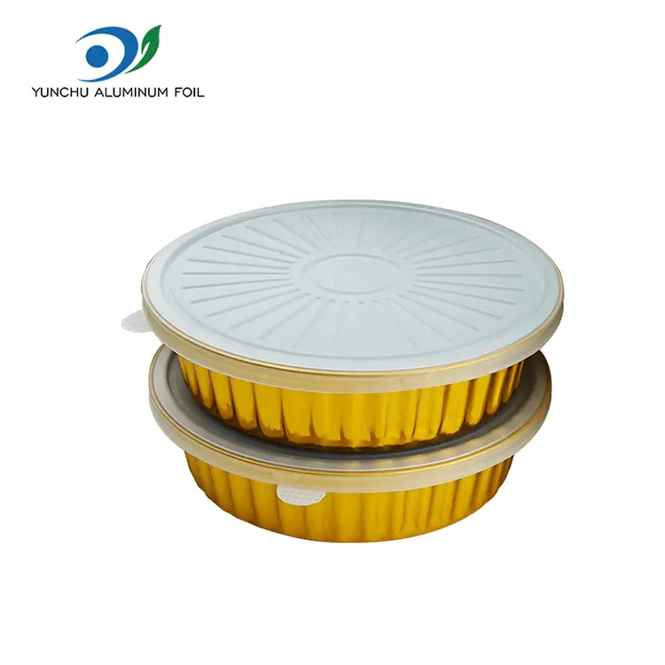 Birdəfəlik gratin qızıl dəyirmi alüminium folqa qabları