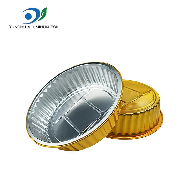 Birdəfəlik gratin qızıl dəyirmi alüminium folqa qabları