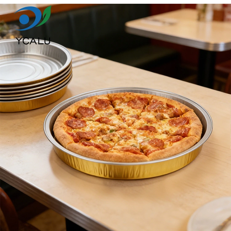 Birdəfəlik pizza qabı bişirmək üçün dairəvi alüminium folqa qabları