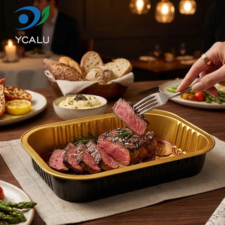 Birdəfəlik düzbucaqlı yemək üçün Alüminium Folqa Konteynerləri