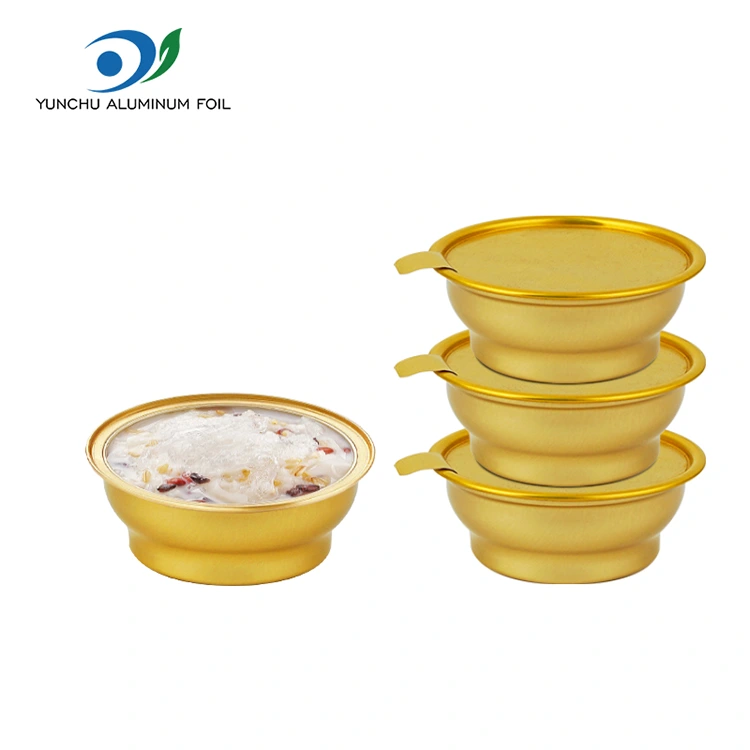 Birdəfəlik Dəyirmi Takeaway qutusu kiçik qızıl qab alüminium folqa qabları Birdəfəlik Dəyirmi Takeaway qutusu kiçik qızıl qab alüminium folqa qabları