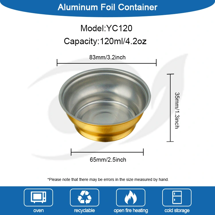 Birdəfəlik Dəyirmi Takeaway qutusu kiçik qızıl qab alüminium folqa qabları