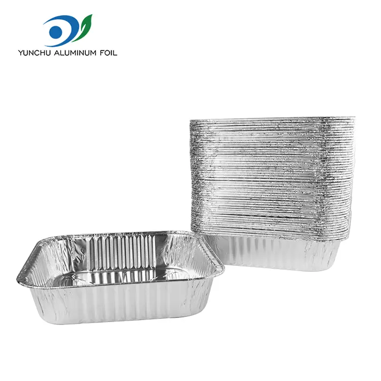 Çatdırılma üçün birdəfəlik Kvadrat Gümüş Alüminium Qida Qabları