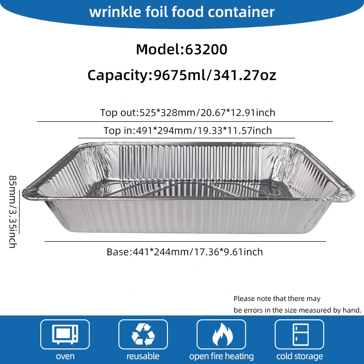 Böyük tutumlu açıq çörək qabı gümüş alüminium folqa qabları