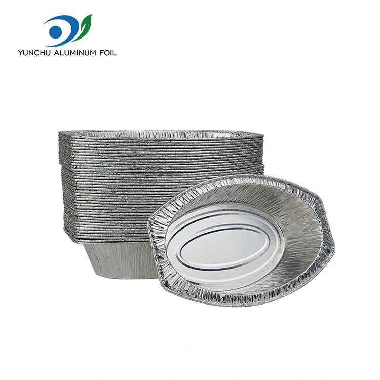 Oval bişmiş çörək gümüş alüminium folqa qabları