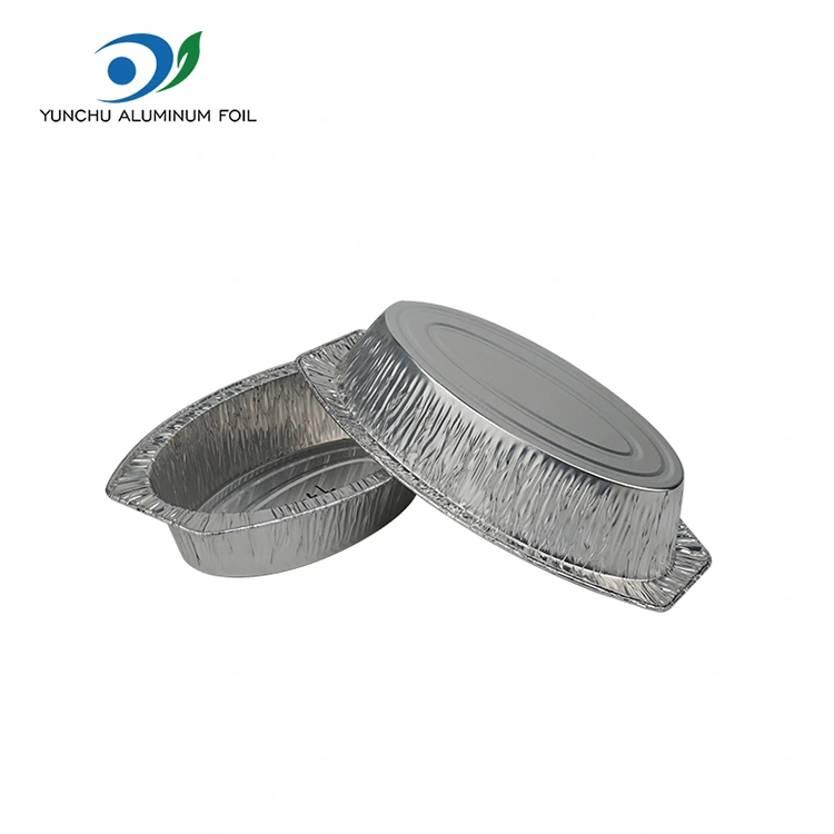 Oval bişmiş çörək gümüş alüminium folqa qabları