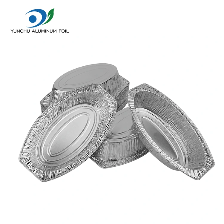 Oval bişmiş çörək gümüş alüminium folqa qabları