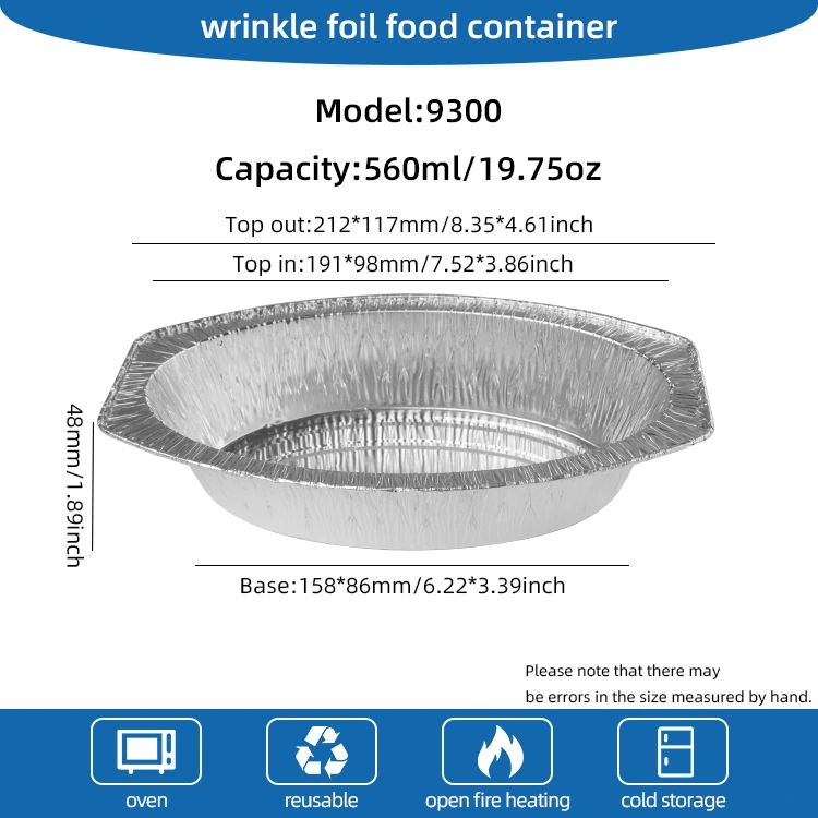 Oval bişmiş çörək gümüş alüminium folqa qabları