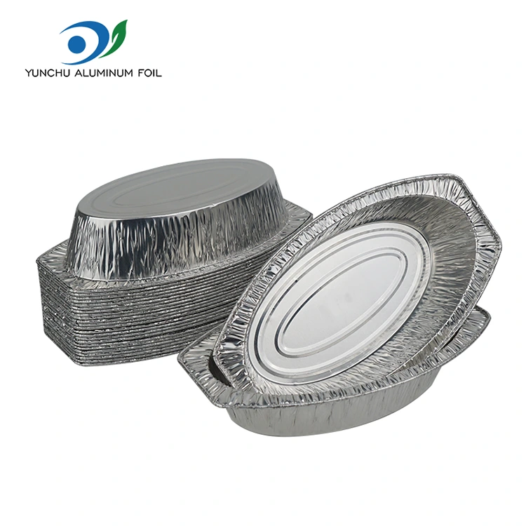 Oval bişmiş çörək gümüş alüminium folqa qabları