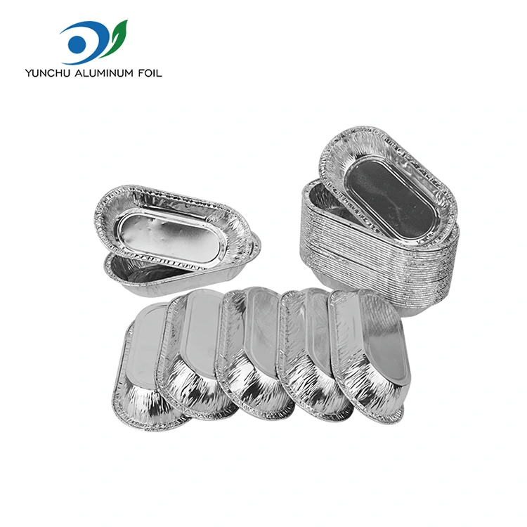 Oval qovurma gümüş alüminium folqa qida qabı
