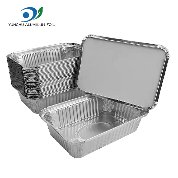 Düzbucaqlı hava fryer gümüş alüminium folqa qabları