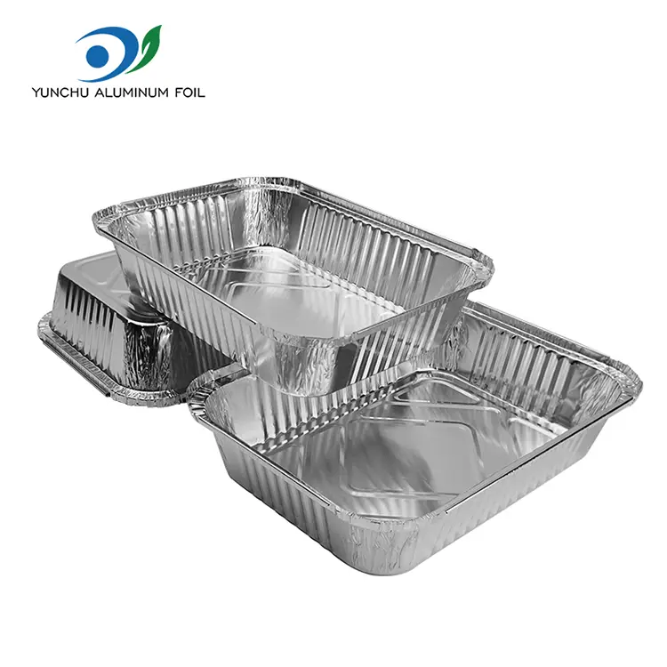 Düzbucaqlı uçuş barbekü gümüş alüminium folqa qabları