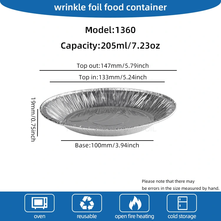 Dəyirmi hava fryer bişirmək gümüş alüminium folqa qida qabı