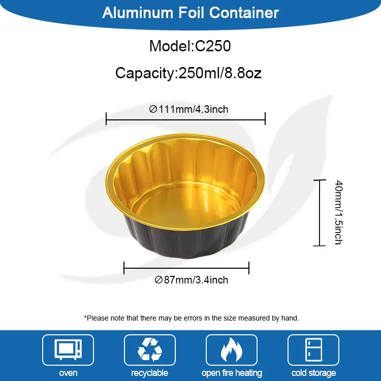 Desert Smoothwall Alüminium Folor Konteynerləri üçün dəyirmi qab
