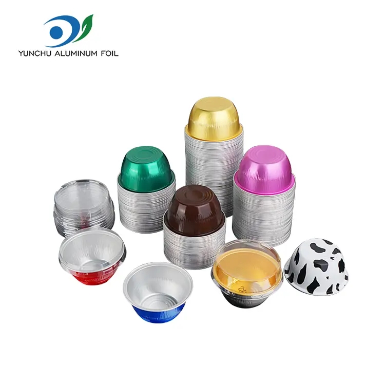 Dəyirmi tort rəngli hamar yuvası alüminium folqa qabları