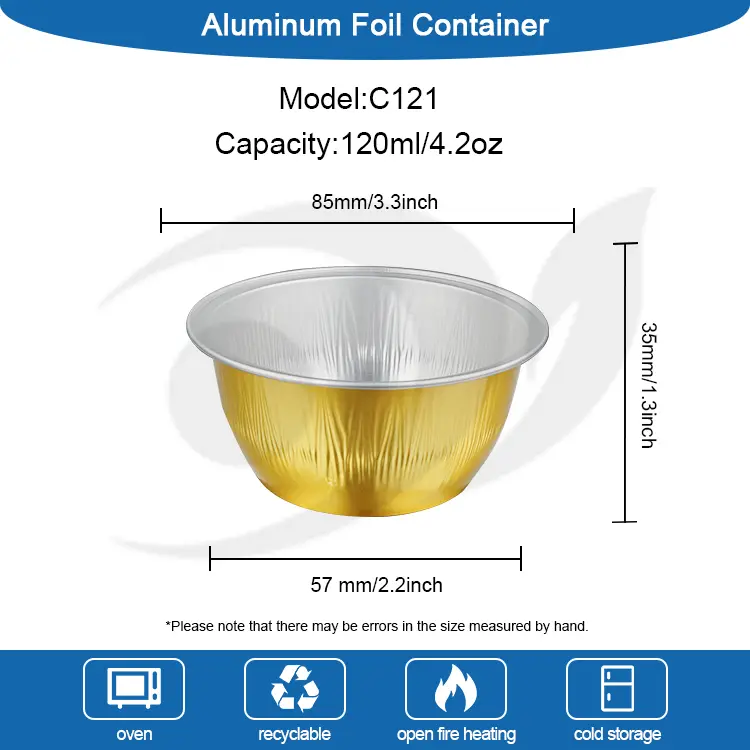 Dəyirmi tort rəngli hamar yuvası alüminium folqa qabları
