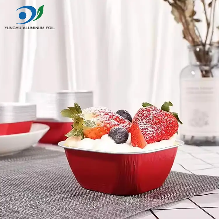 Kvadrat rəng çörək bişirmək hamar yuvalar alüminium folqa qabları