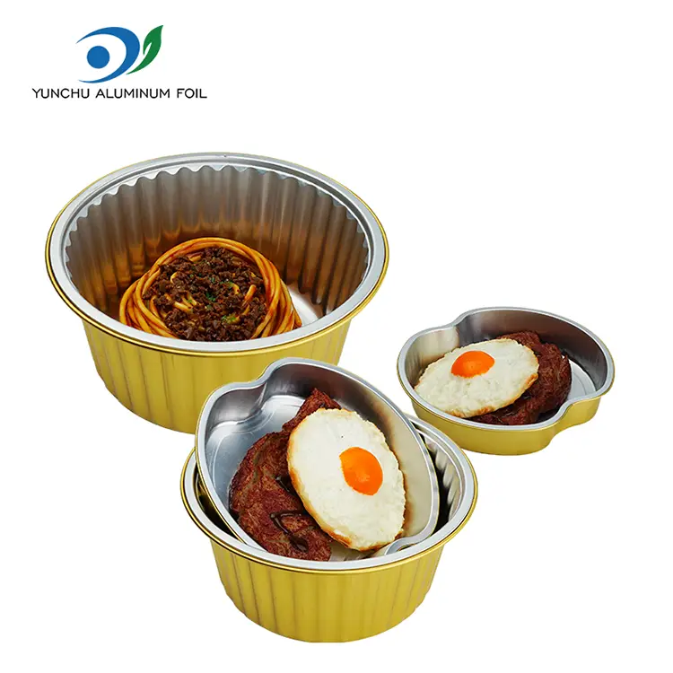 Takeaway yemək Qızıl dəyirmi alüminium folqa qabları